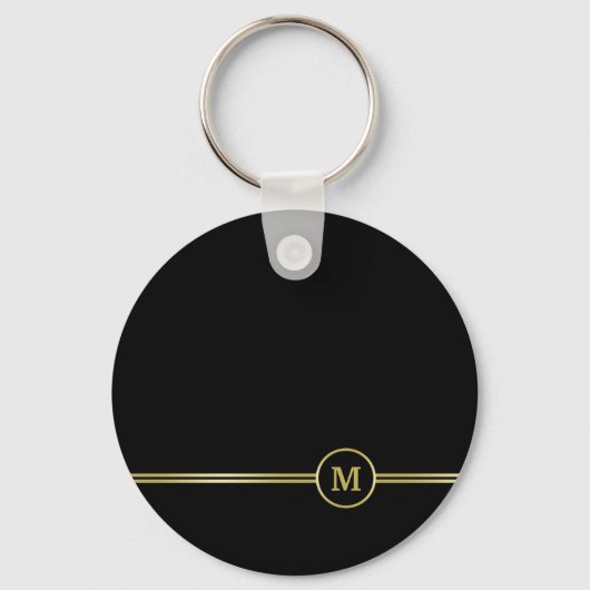 Elegant gold Monogram op zwart Sleutelhanger (Voorkant)
