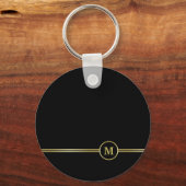 Elegant gold Monogram op zwart Sleutelhanger (Voorkant)