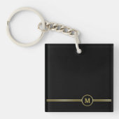 Elegant gold Monogram op zwart Sleutelhanger (voorkant)