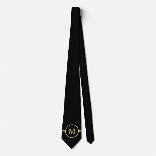 Elegant gold Monogram op zwart Stropdas (Voorkant)