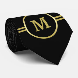 Elegant gold Monogram op zwart Stropdas