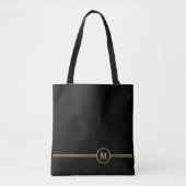 Elegant gold Monogram op zwart Tote Bag (Voorkant)
