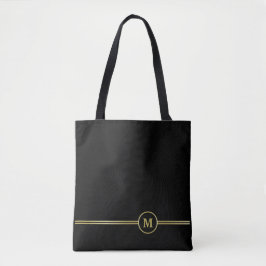 Elegant gold Monogram op zwart Tote Bag