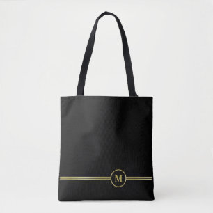 Elegant gold Monogram op zwart  Tote Bag