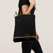 Elegant gold Monogram op zwart Tote Bag (Dichtbij)