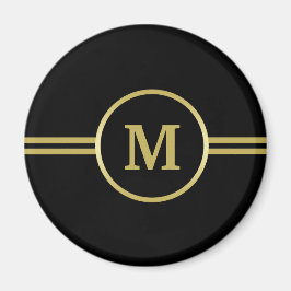 Elegant gold Monogram op zwarte magneet