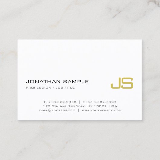 Elegant Gold Monogram Plain Modern Luxury Trendy Visitekaartje (Voorkant)
