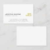 Elegant Gold Monogram Plain Modern Luxury Trendy Visitekaartje (Voorkant / Achterkant)
