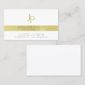 Elegant Gold Monogram Professional Modern White Visitekaartje (Voorkant / Achterkant)