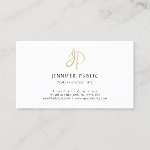 Elegant Gold Monogram Professional Simple Plain Visitekaartje