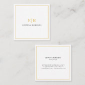 Elegant Gold Monogram Professional Vierkante Visitekaartje (Voorkant / Achterkant)