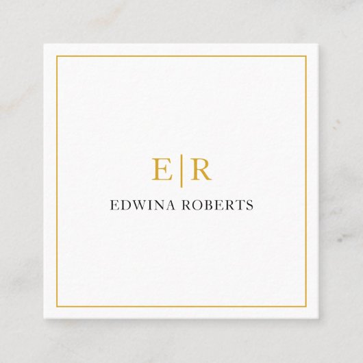 Elegant Gold Monogram Professional Vierkante Visitekaartje (Voorkant)