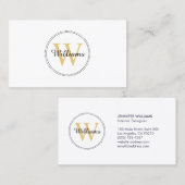 Elegant Gold Monogram Professional Visitekaartje (Voorkant / Achterkant)