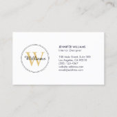 Elegant Gold Monogram Professional Visitekaartje (Achterkant)