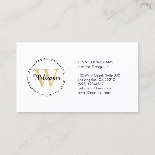 Elegant Gold Monogram Professional Visitekaartje