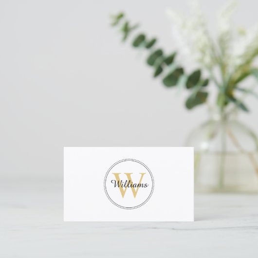 Elegant Gold Monogram Professional Visitekaartje (Staand voorkant)