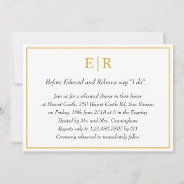 Elegant Gold Monogram repetitie Dinner Kaart