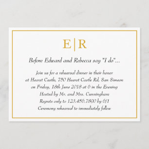 Elegant Gold Monogram repetitie Dinner Kaart