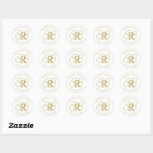 Elegant Gold Monogram Ronde Sticker (Vel)