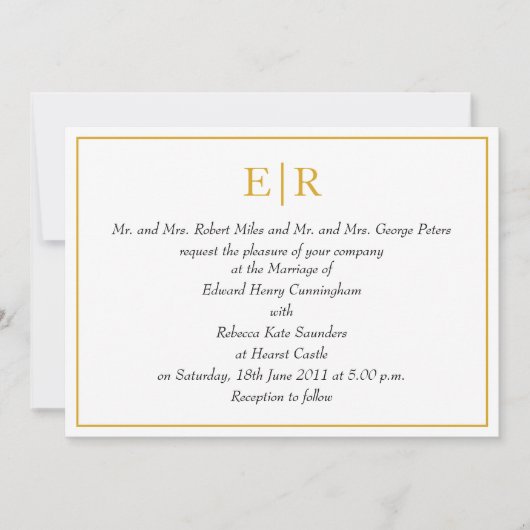Elegant Gold Monogram Royal Wedding Kaart (Voorkant)