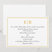 Elegant Gold Monogram Royal Wedding Kaart (Voorkant / Achterkant)