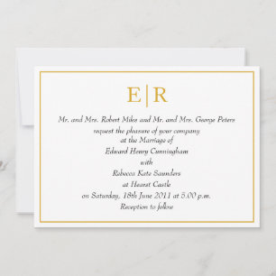 Elegant Gold Monogram Royal Wedding Kaart