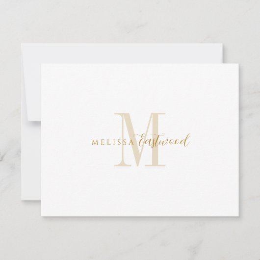 Elegant Gold Monogram Script Serif Notitiekaartje (Voorkant)