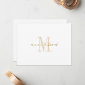 Elegant Gold Monogram Script Serif Notitiekaartje (Voorkant / Achterkant in situ)