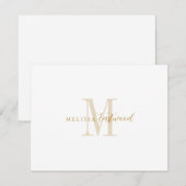 Elegant Gold Monogram Script Serif Notitiekaartje (Voorkant / Achterkant)