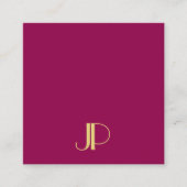 Elegant Gold Monogram Sjabloon Modern Viva Magenta Vierkante Visitekaartje (Voorkant)