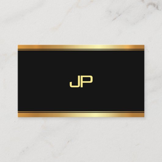 Elegant Gold Monogram Sjabloon Moderne Professiona Visitekaartje (Voorkant)