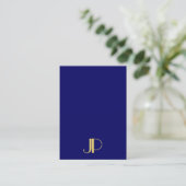 Elegant Gold Monogram Sjabloon Navy Blue Vertical Visitekaartje (Staand voorkant)