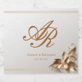 Elegant Gold Monogram Sparkling Wijnetiket (Enkel label)