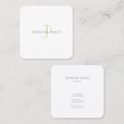 Elegant Gold Monogram Trendy Moderne Sjabloon Vierkante Visitekaartje (Voorkant / Achterkant)