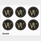 ELEGANT Gold MONOGRAM W MET VRUCHTEN EN STROMEN Ronde Sticker (Vel)