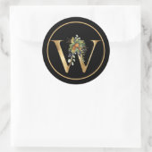 ELEGANT Gold MONOGRAM W MET VRUCHTEN EN STROMEN Ronde Sticker (Tas)