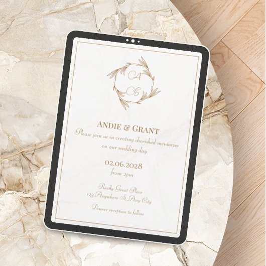 Elegant Gold Monogram Weddenschap Kaart