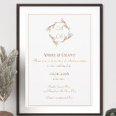 Elegant Gold Monogram Weddenschap Kaart