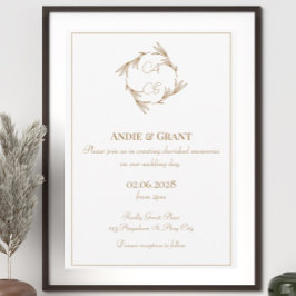 Elegant Gold Monogram Weddenschap Kaart