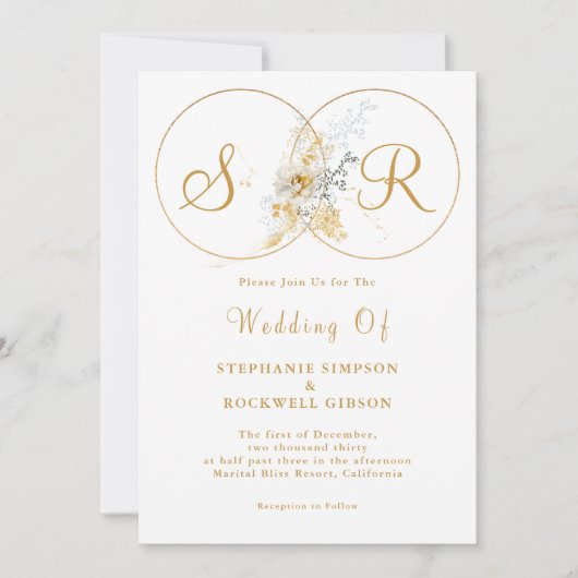 Elegant Gold Monogram Weddenschap Kaart (Voorkant)