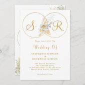 Elegant Gold Monogram Weddenschap Kaart (Voorkant / Achterkant)