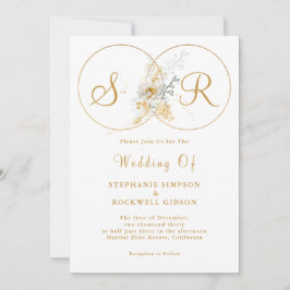 Elegant Gold Monogram Weddenschap Kaart