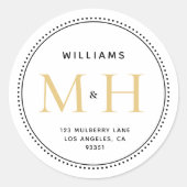 Elegant Gold Monogram Weddenschap Return Address L Ronde Sticker (Voorkant)