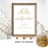 Elegant Gold Monogram Weddenschap Welkom Poster