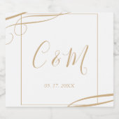 Elegant Gold Monogram Weddenschap Wijn Etiket (Enkel label)