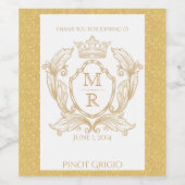 Elegant Gold Monogram Weddenschap Wijn Etiket (Enkel label)