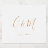 Elegant Gold Monogram Weddenschap Wijn Etiket (Enkel label)
