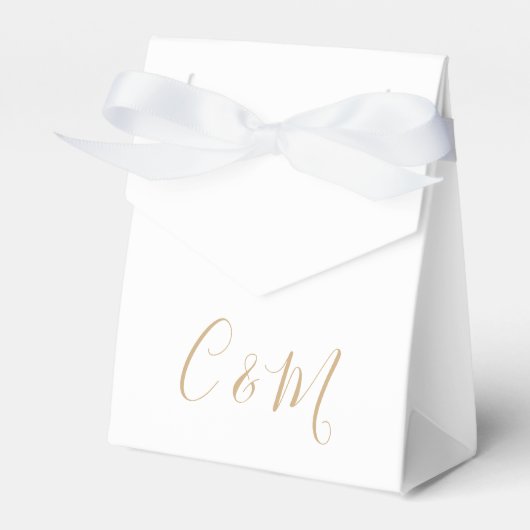Elegant Gold Monogram Wedding Favor Box Bedankdoosjes (Voorkant Zijde)
