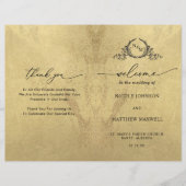 Elegant Gold Monogram Wedding Folded Program (Voorkant)