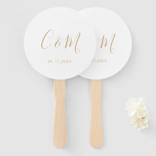 Elegant Gold Monogram Wedding Hand Fan Handwaaier
